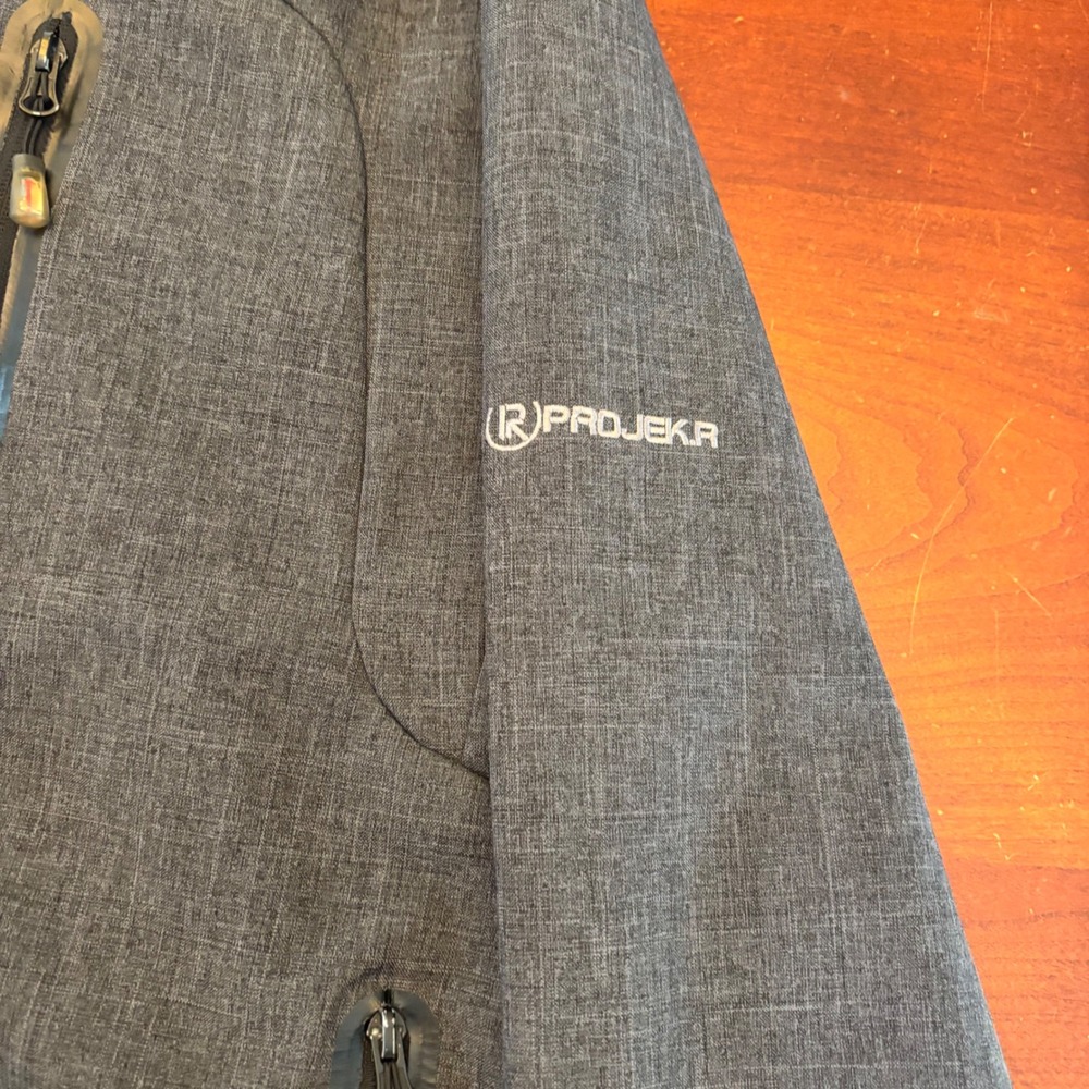 PROJEKA | Gray | Men's M | Softshell Hooded Jacket | Rain Wind Resistant Coat - Picture 8 of 15